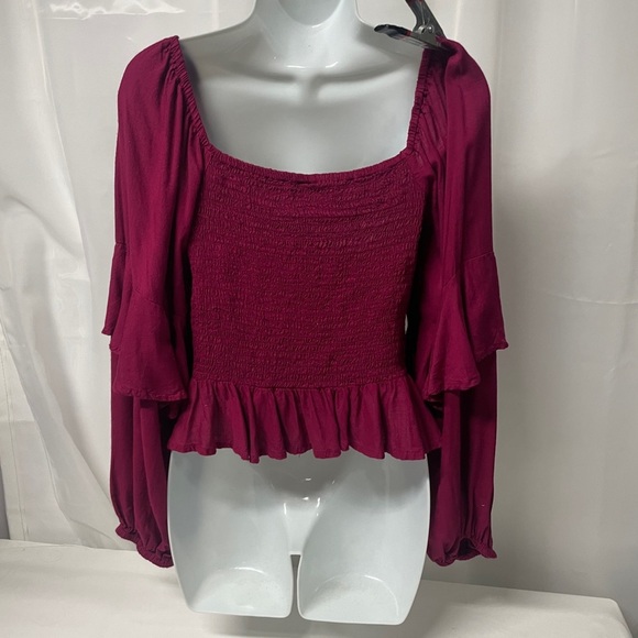 Billa 77 Smocked Crop Top off shoulders or On Flowing Double Bell sleeves India - Picture 7 of 8